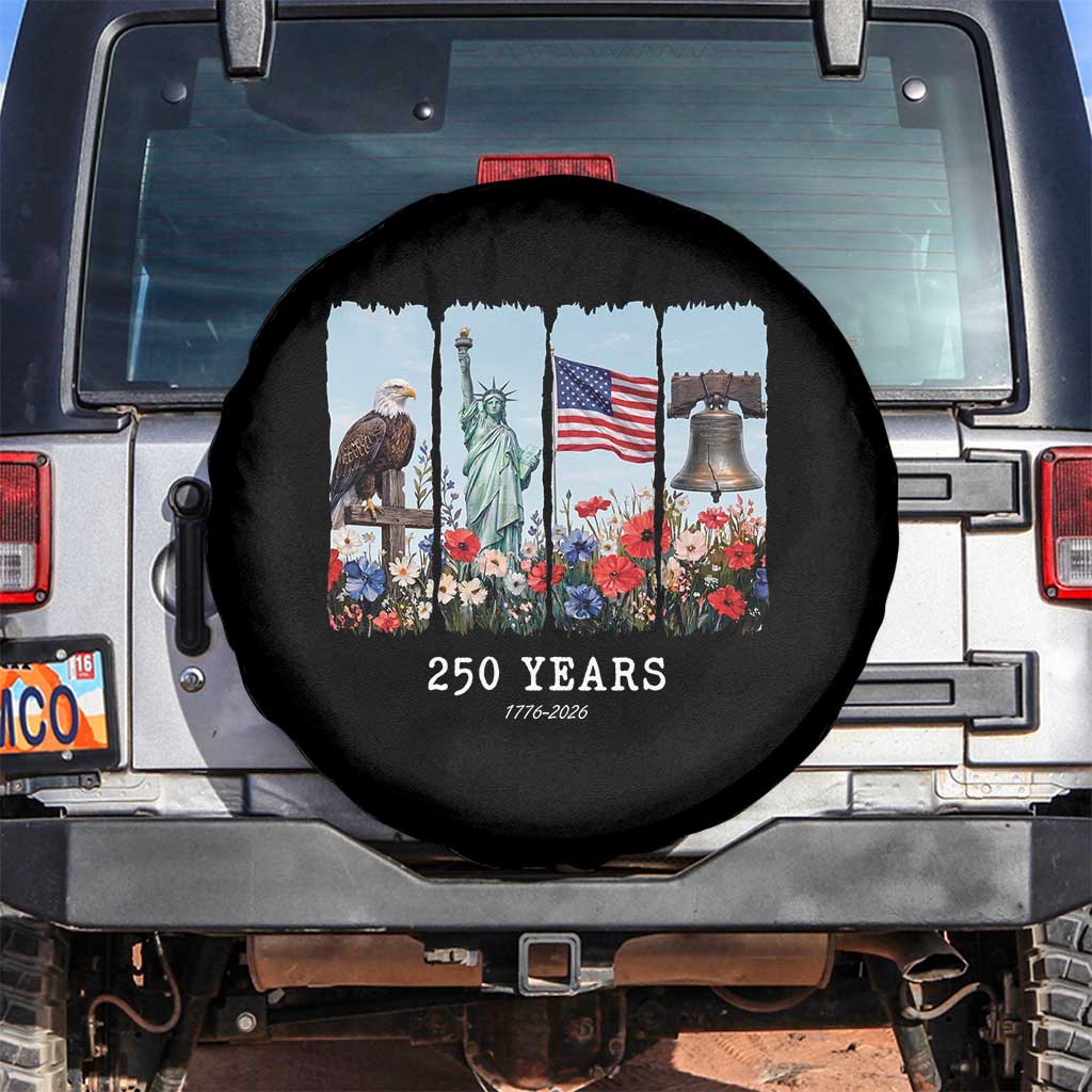 250 Years American 1776 2026 Spare Tire Cover 250th 4th July Independence Day Eagle Statue of Liberty Flag