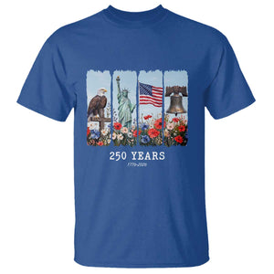 250 Years American 1776 2026 T Shirt 250th 4th July Independence Day Eagle Statue of Liberty Flag
