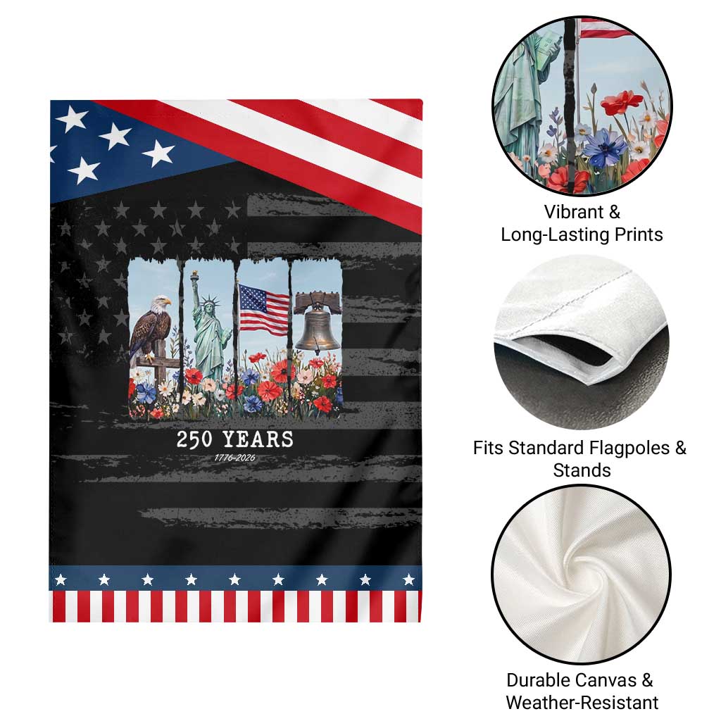 250 Years American 1776 2026 Patriotic Garden Flag 250th 4th July Independence Day Eagle Statue of Liberty Flag