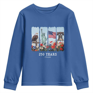 250 Years American 1776 2026 Youth Sweatshirt 250th 4th July Independence Day Eagle Statue of Liberty Flag
