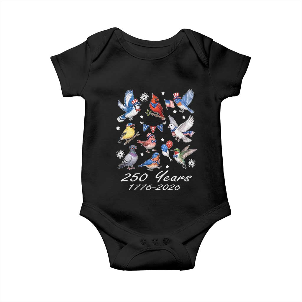 USA 250th Anniversary Bird Baby Onesie Patriotic American Birds Independence Day Birdwatchers Birders TS10 Black Print Your Wear