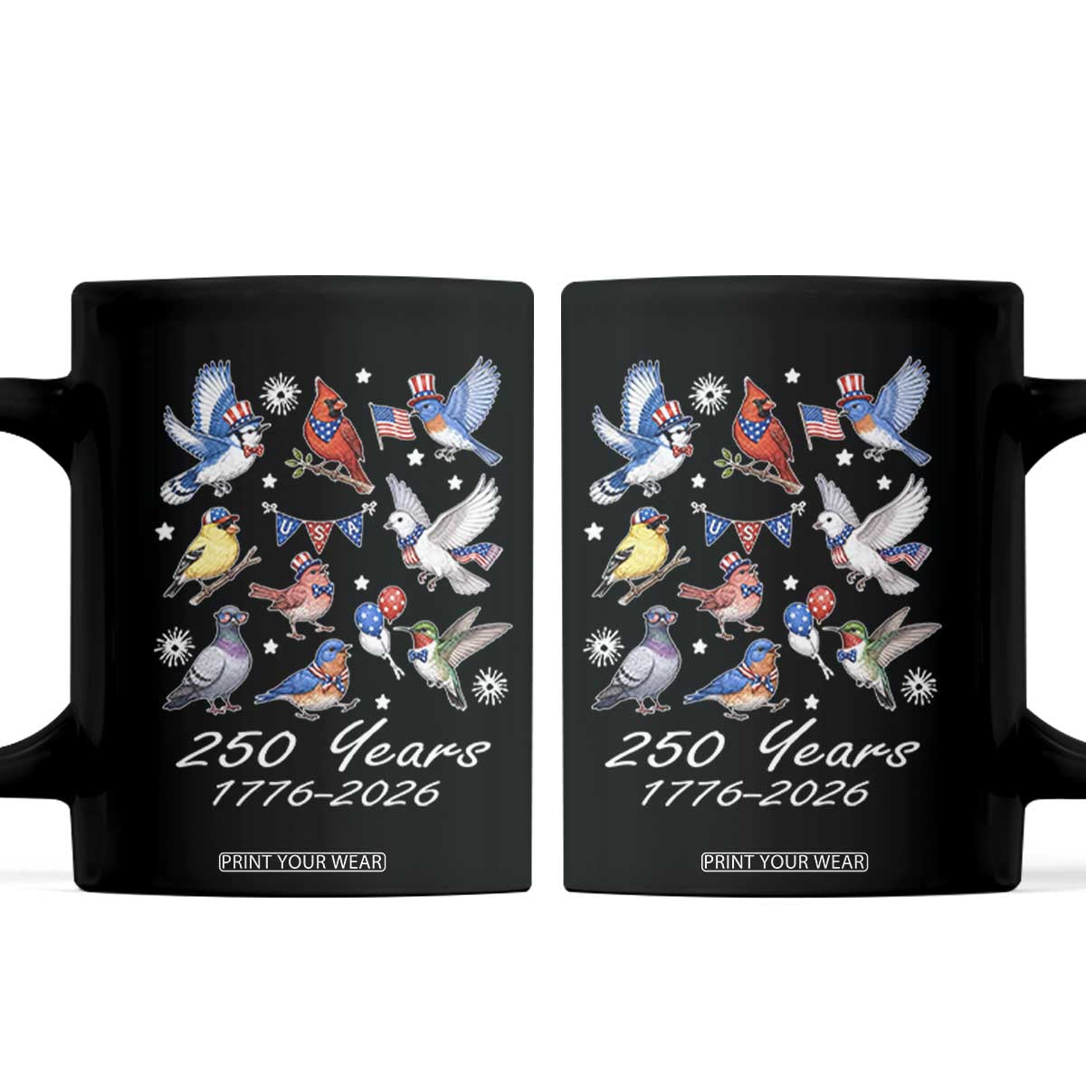 USA 250th Anniversary Bird Coffee Mug Patriotic American Birds Independence Day Birdwatchers Birders
