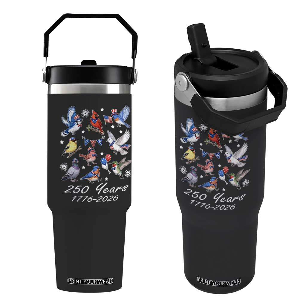 USA 250th Anniversary Bird Flip Straw Tumbler Patriotic American Birds Independence Day Birdwatchers Birders