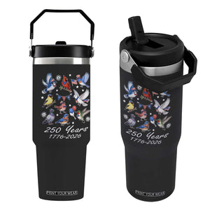 USA 250th Anniversary Bird Flip Straw Tumbler Patriotic American Birds Independence Day Birdwatchers Birders
