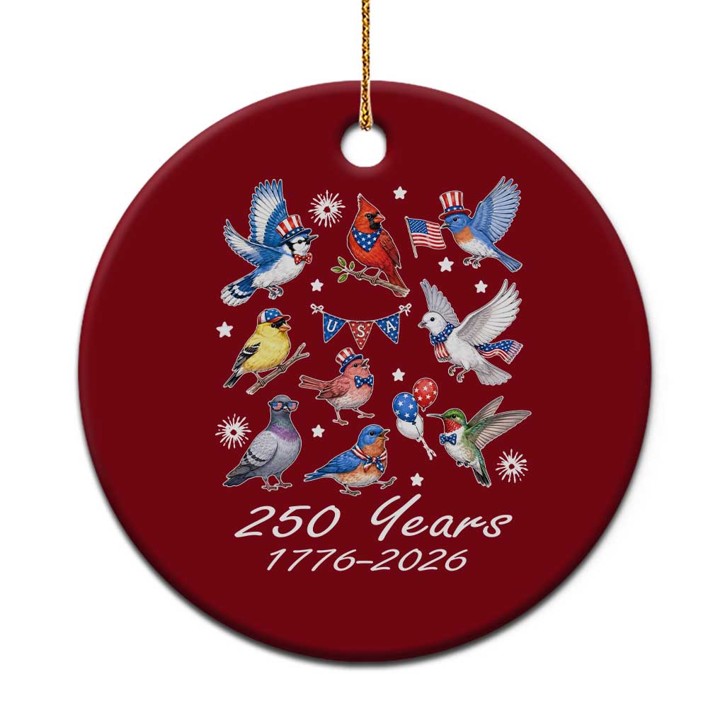 USA 250th Anniversary Bird Ceramic Ornament Patriotic American Birds Independence Day Birdwatchers Birders