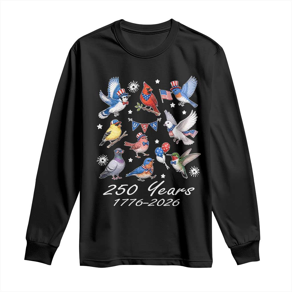 USA 250th Anniversary Bird Long Sleeve Shirt Patriotic American Birds Independence Day Birdwatchers Birders TS10 Black Print Your Wear