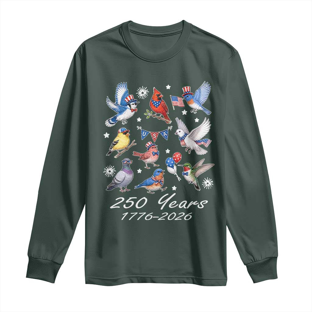 USA 250th Anniversary Bird Long Sleeve Shirt Patriotic American Birds Independence Day Birdwatchers Birders