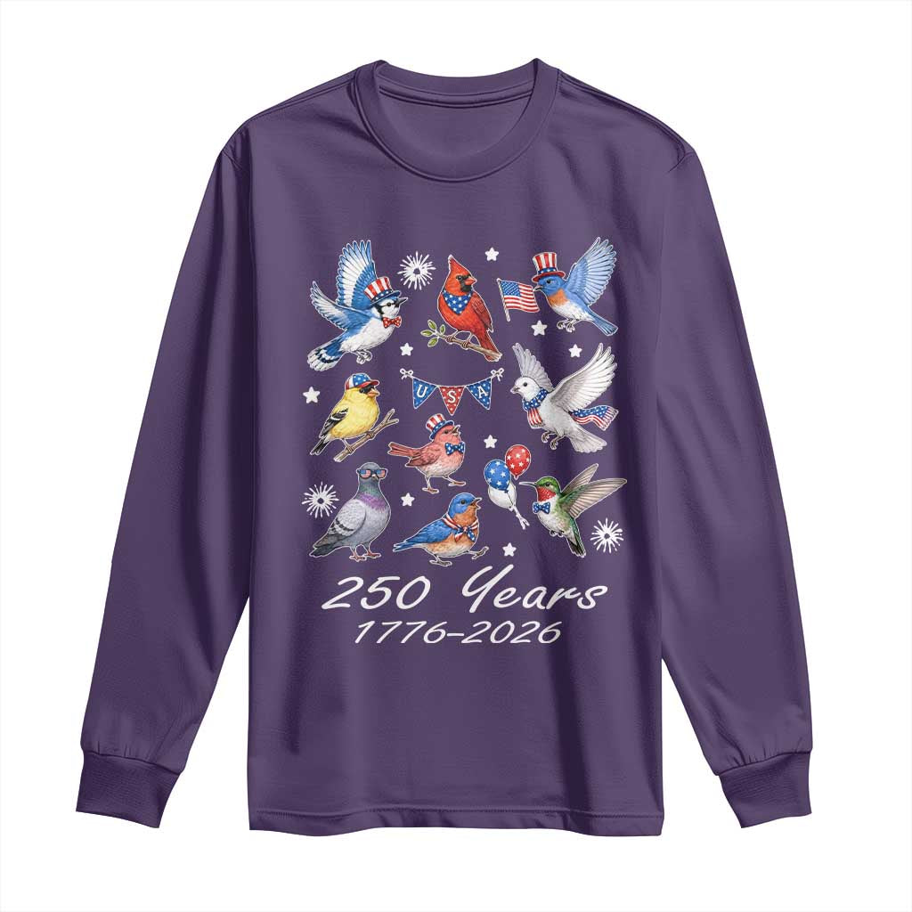 USA 250th Anniversary Bird Long Sleeve Shirt Patriotic American Birds Independence Day Birdwatchers Birders