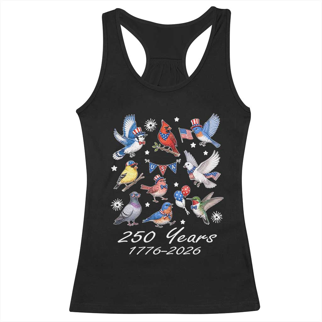 USA 250th Anniversary Bird Racerback Tank Top Patriotic American Birds Independence Day Birdwatchers Birders TS10 Black Print Your Wear