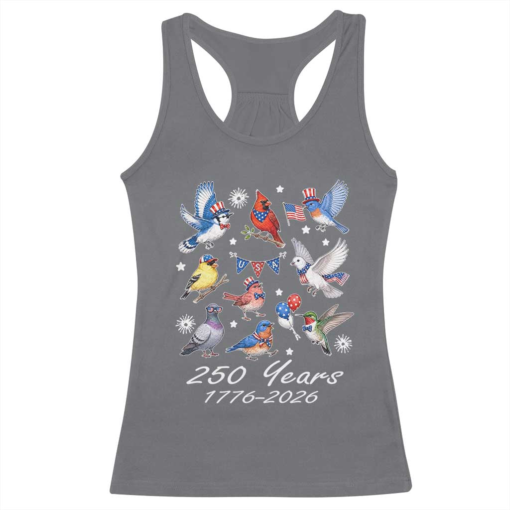USA 250th Anniversary Bird Racerback Tank Top Patriotic American Birds Independence Day Birdwatchers Birders