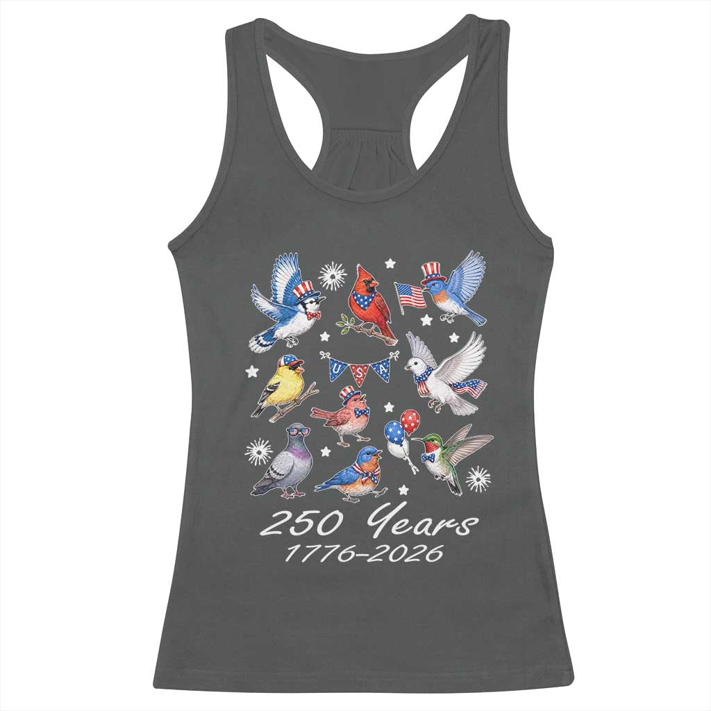 USA 250th Anniversary Bird Racerback Tank Top Patriotic American Birds Independence Day Birdwatchers Birders