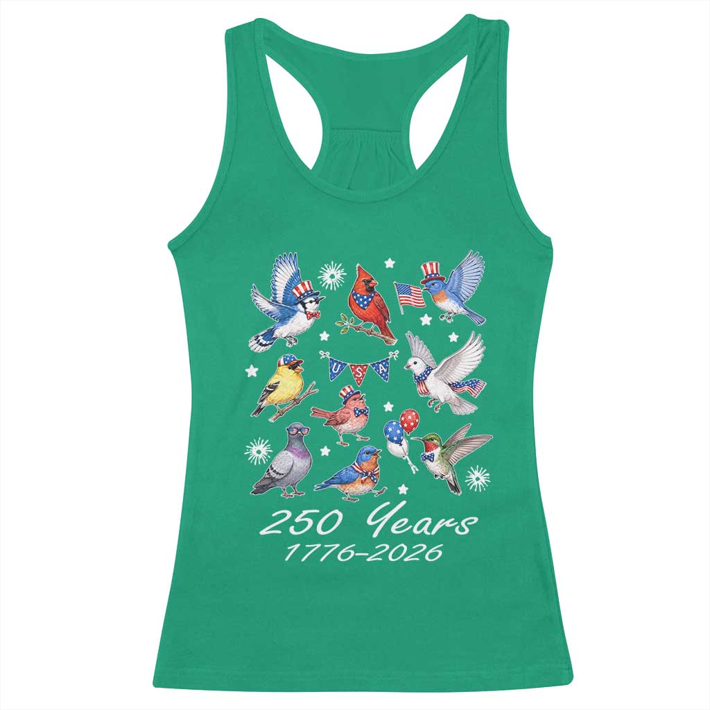 USA 250th Anniversary Bird Racerback Tank Top Patriotic American Birds Independence Day Birdwatchers Birders