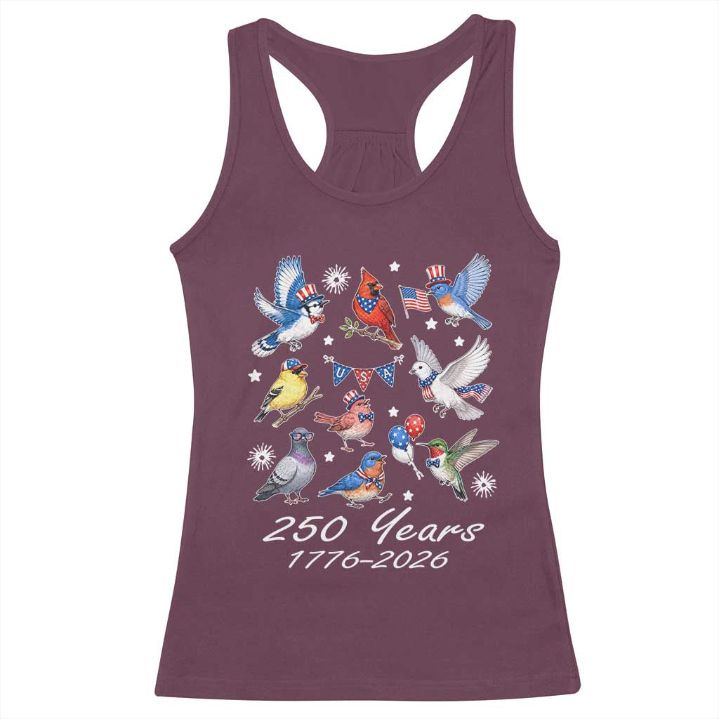 USA 250th Anniversary Bird Racerback Tank Top Patriotic American Birds Independence Day Birdwatchers Birders