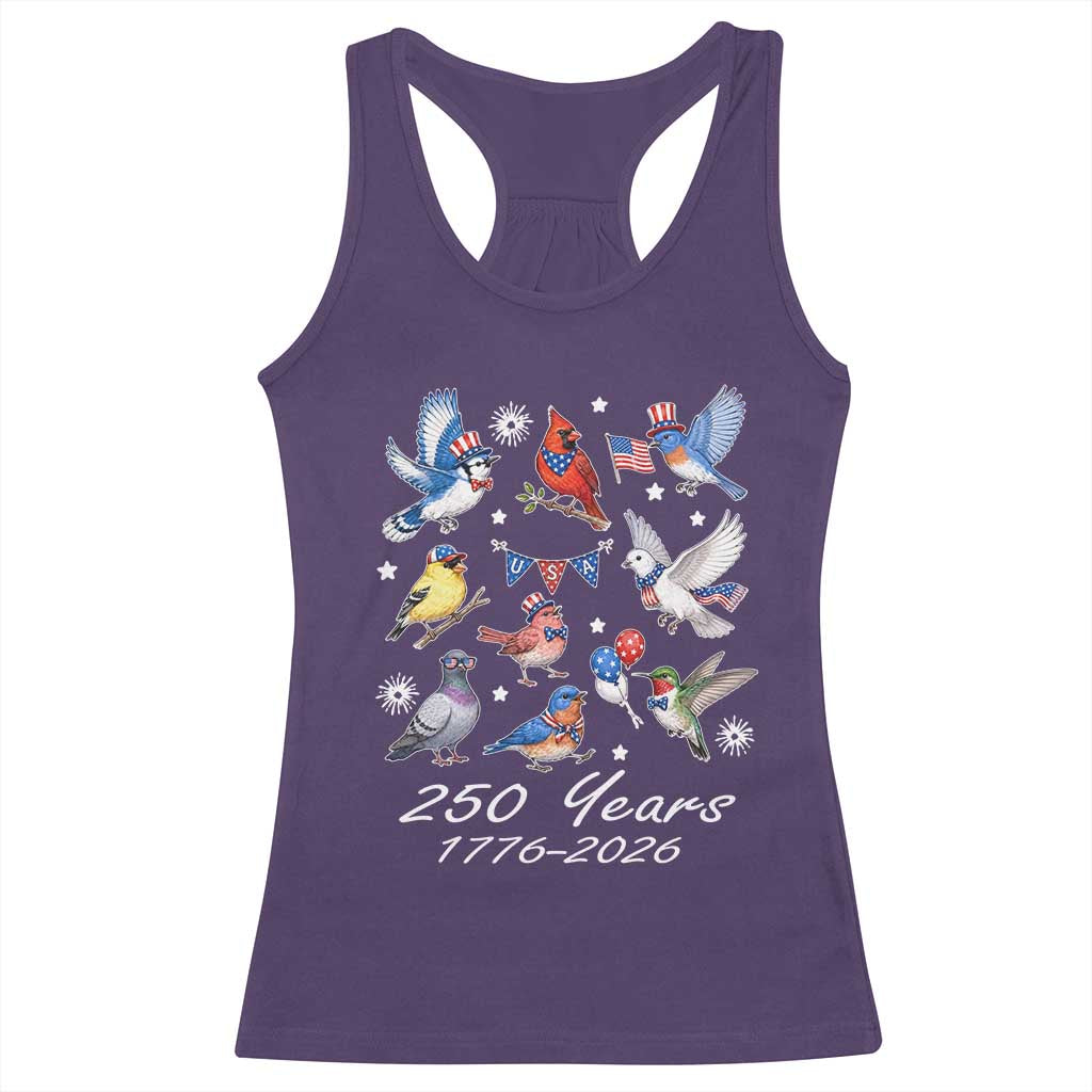USA 250th Anniversary Bird Racerback Tank Top Patriotic American Birds Independence Day Birdwatchers Birders
