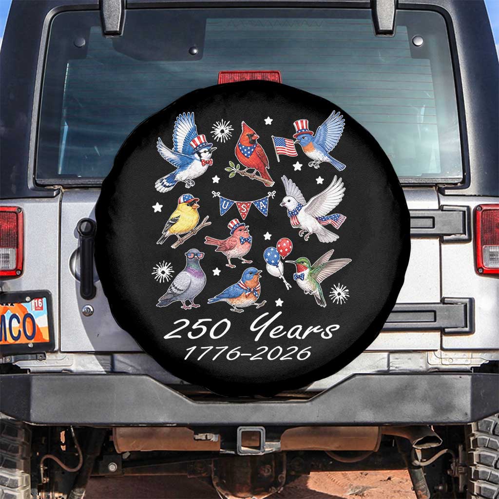 USA 250th Anniversary Bird Spare Tire Cover Patriotic American Birds Independence Day Birdwatchers Birders TS10 No hole Black Print Your Wear