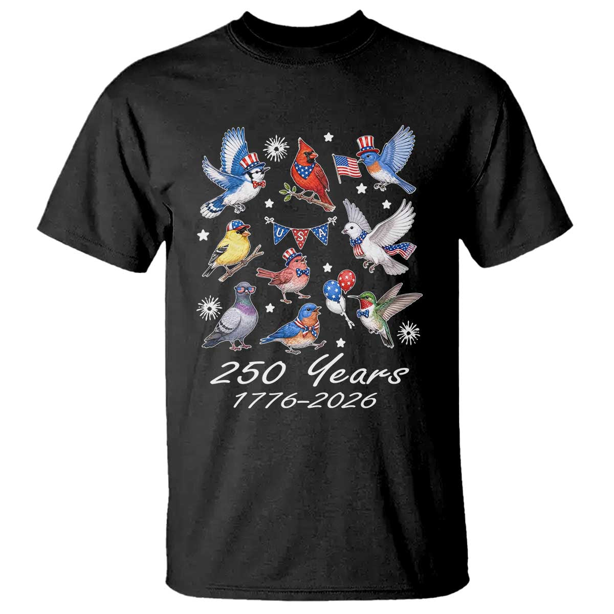 USA 250th Anniversary Bird T Shirt Patriotic American Birds Independence Day Birdwatchers Birders