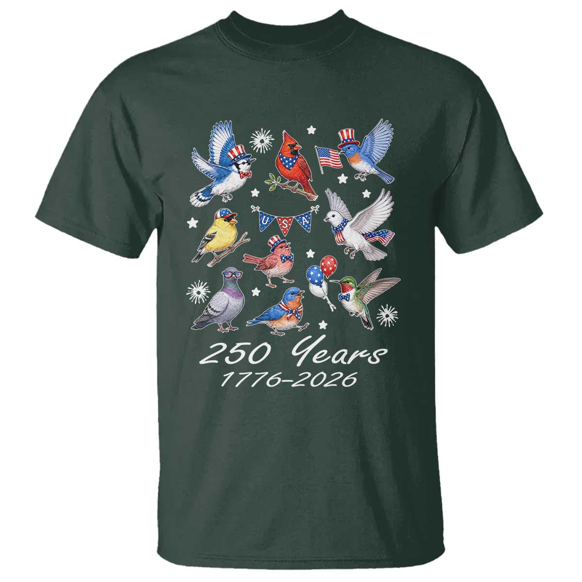 USA 250th Anniversary Bird T Shirt Patriotic American Birds Independence Day Birdwatchers Birders