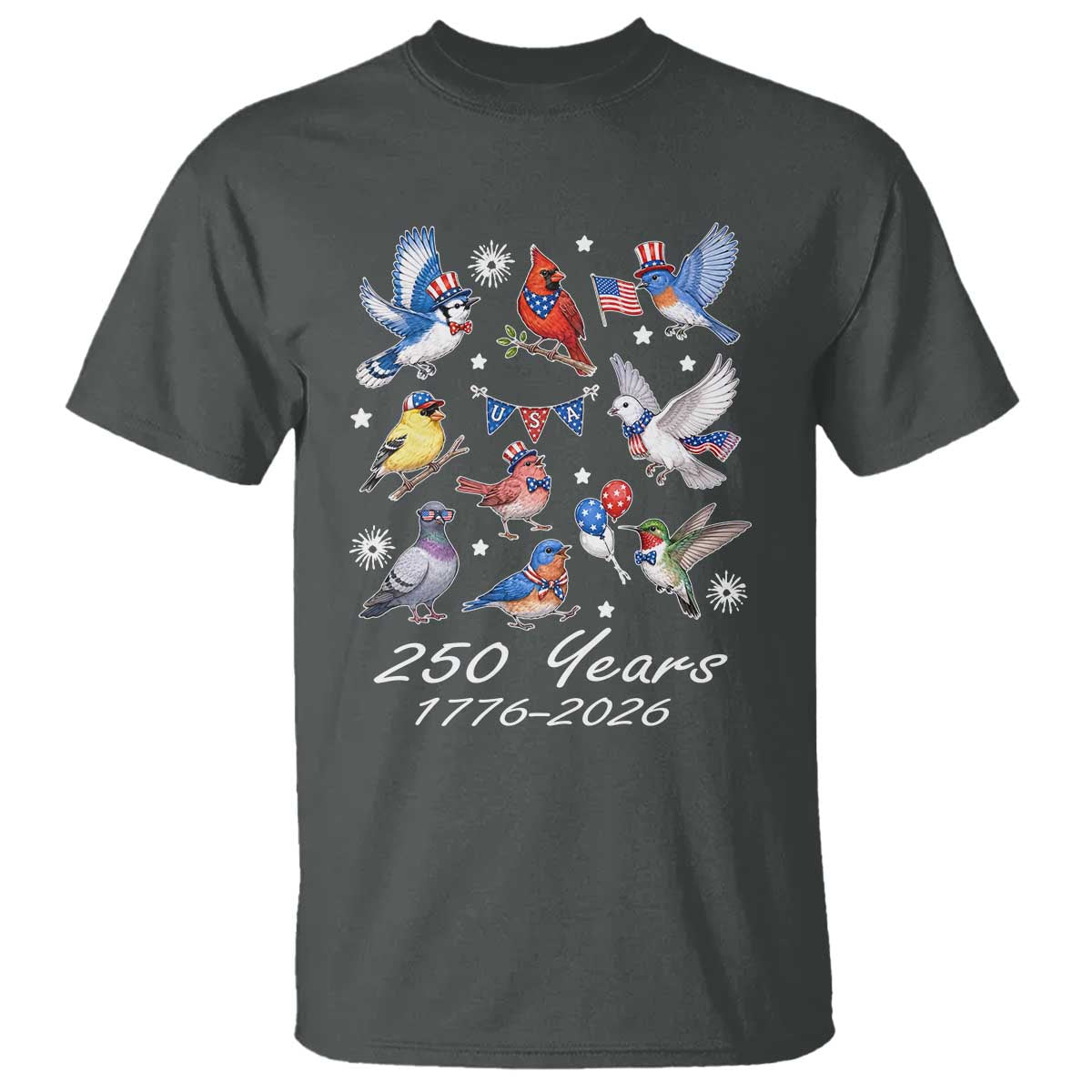 USA 250th Anniversary Bird T Shirt Patriotic American Birds Independence Day Birdwatchers Birders