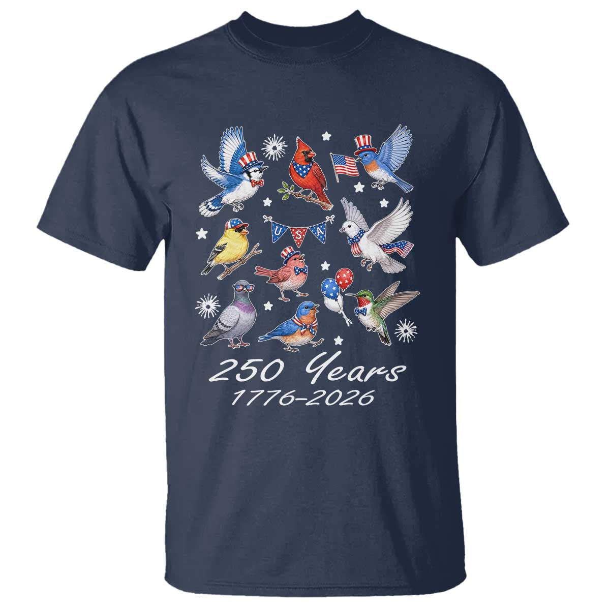 USA 250th Anniversary Bird T Shirt Patriotic American Birds Independence Day Birdwatchers Birders