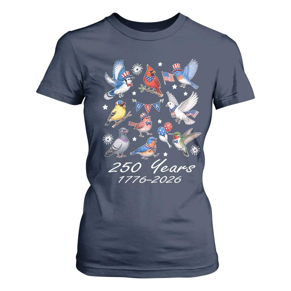 USA 250th Anniversary Bird T Shirt For Women Patriotic American Birds Independence Day Birdwatchers Birders