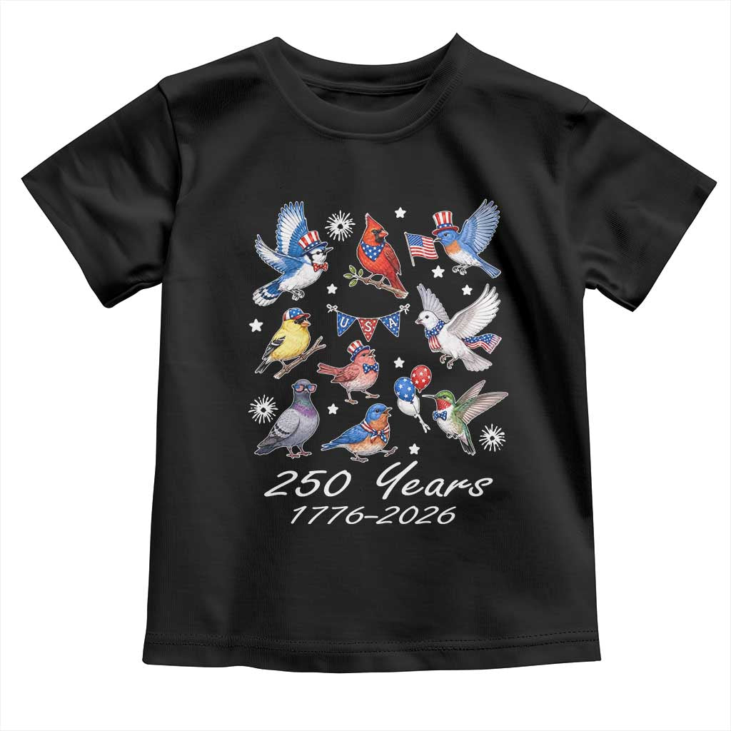 USA 250th Anniversary Bird Toddler T Shirt Patriotic American Birds Independence Day Birdwatchers Birders