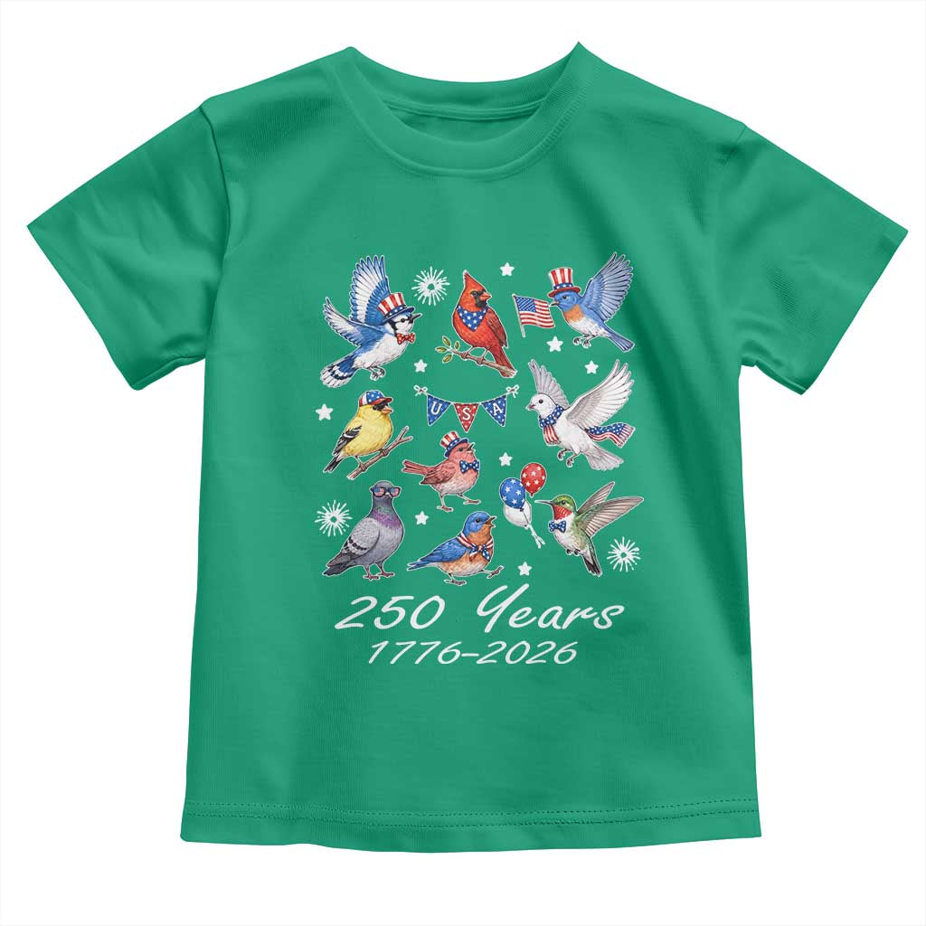 USA 250th Anniversary Bird Toddler T Shirt Patriotic American Birds Independence Day Birdwatchers Birders