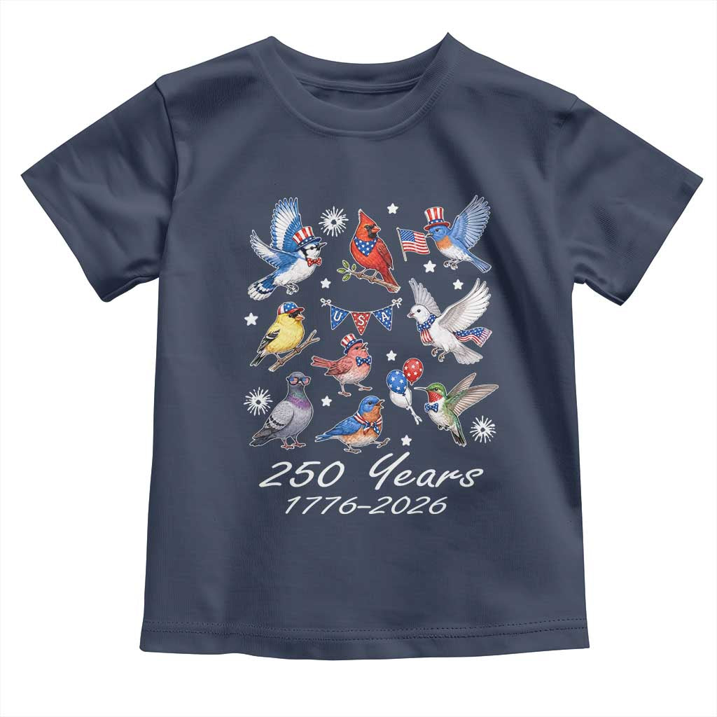 USA 250th Anniversary Bird Toddler T Shirt Patriotic American Birds Independence Day Birdwatchers Birders