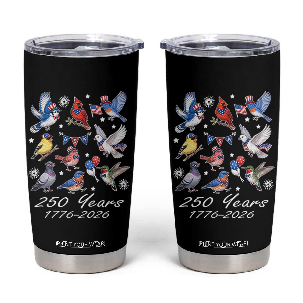 USA 250th Anniversary Bird Tumbler Cup Patriotic American Birds Independence Day Birdwatchers Birders