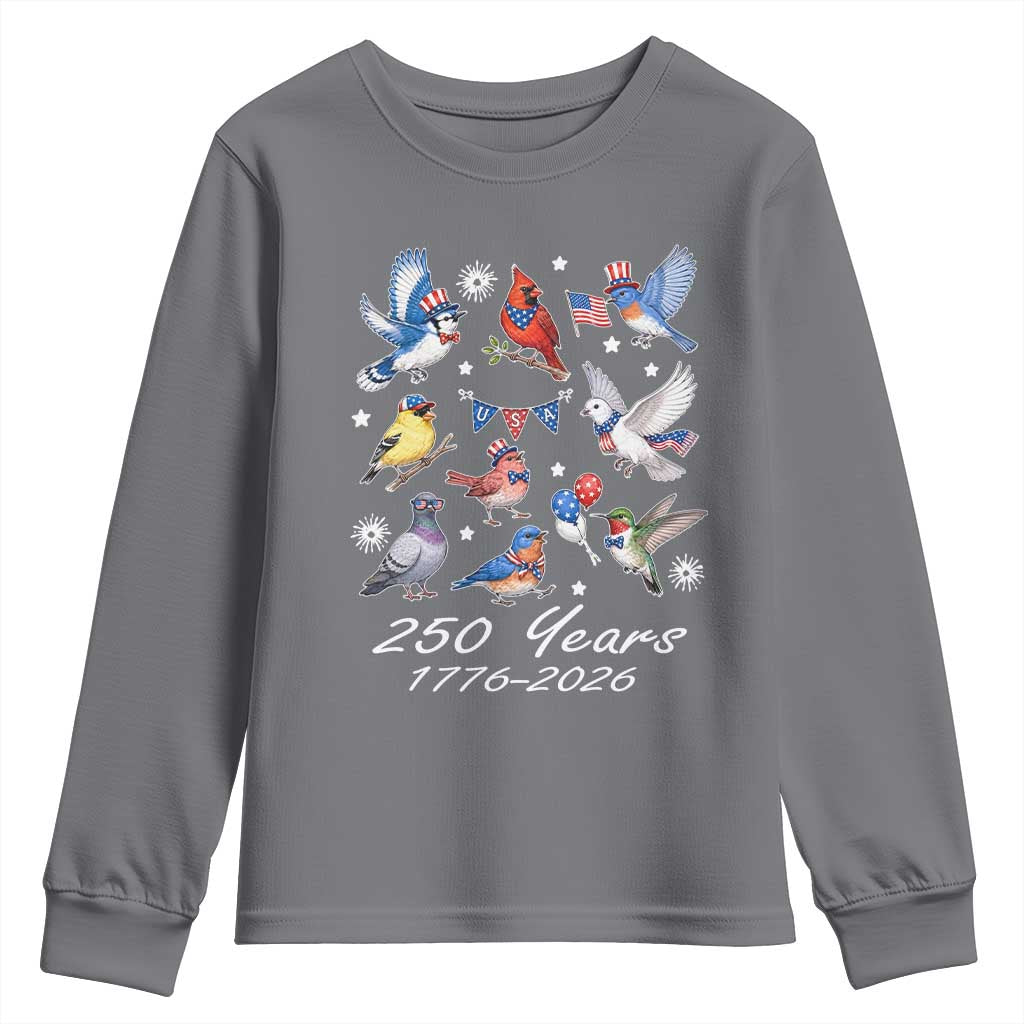USA 250th Anniversary Bird Youth Sweatshirt Patriotic American Birds Independence Day Birdwatchers Birders