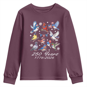 USA 250th Anniversary Bird Youth Sweatshirt Patriotic American Birds Independence Day Birdwatchers Birders