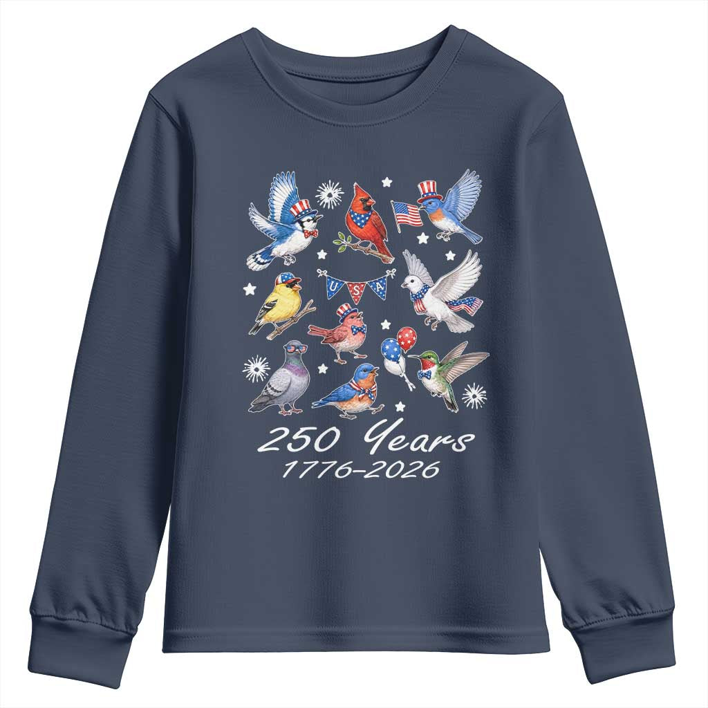 USA 250th Anniversary Bird Youth Sweatshirt Patriotic American Birds Independence Day Birdwatchers Birders