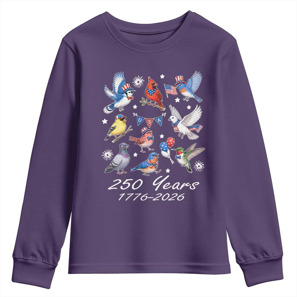 USA 250th Anniversary Bird Youth Sweatshirt Patriotic American Birds Independence Day Birdwatchers Birders