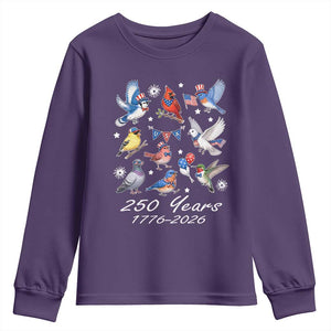 USA 250th Anniversary Bird Youth Sweatshirt Patriotic American Birds Independence Day Birdwatchers Birders