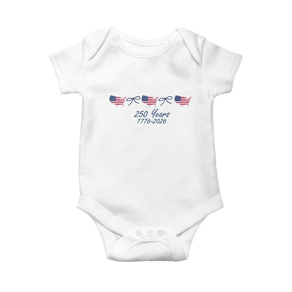 250th Anniversary USA Baby Onesie American Flag Dainty Bow 4th of July TS10 White Print Your Wear