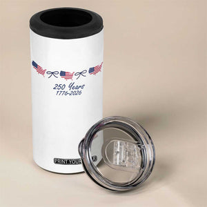 250th Anniversary USA 4 in 1 Can Cooler Tumbler American Flag Dainty Bow 4th of July TS10 Print Your Wear