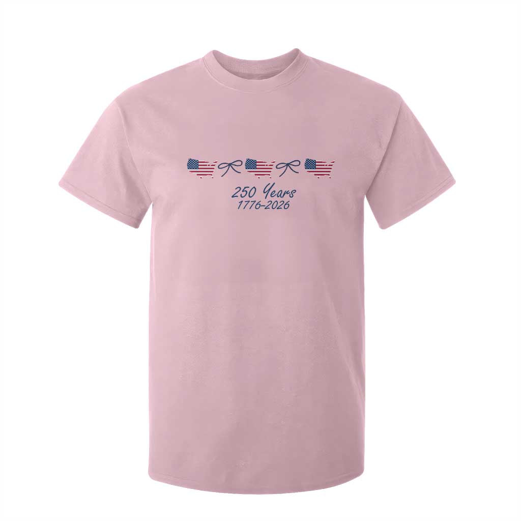 250th Anniversary USA T Shirt For Kid American Flag Dainty Bow 4th of July
