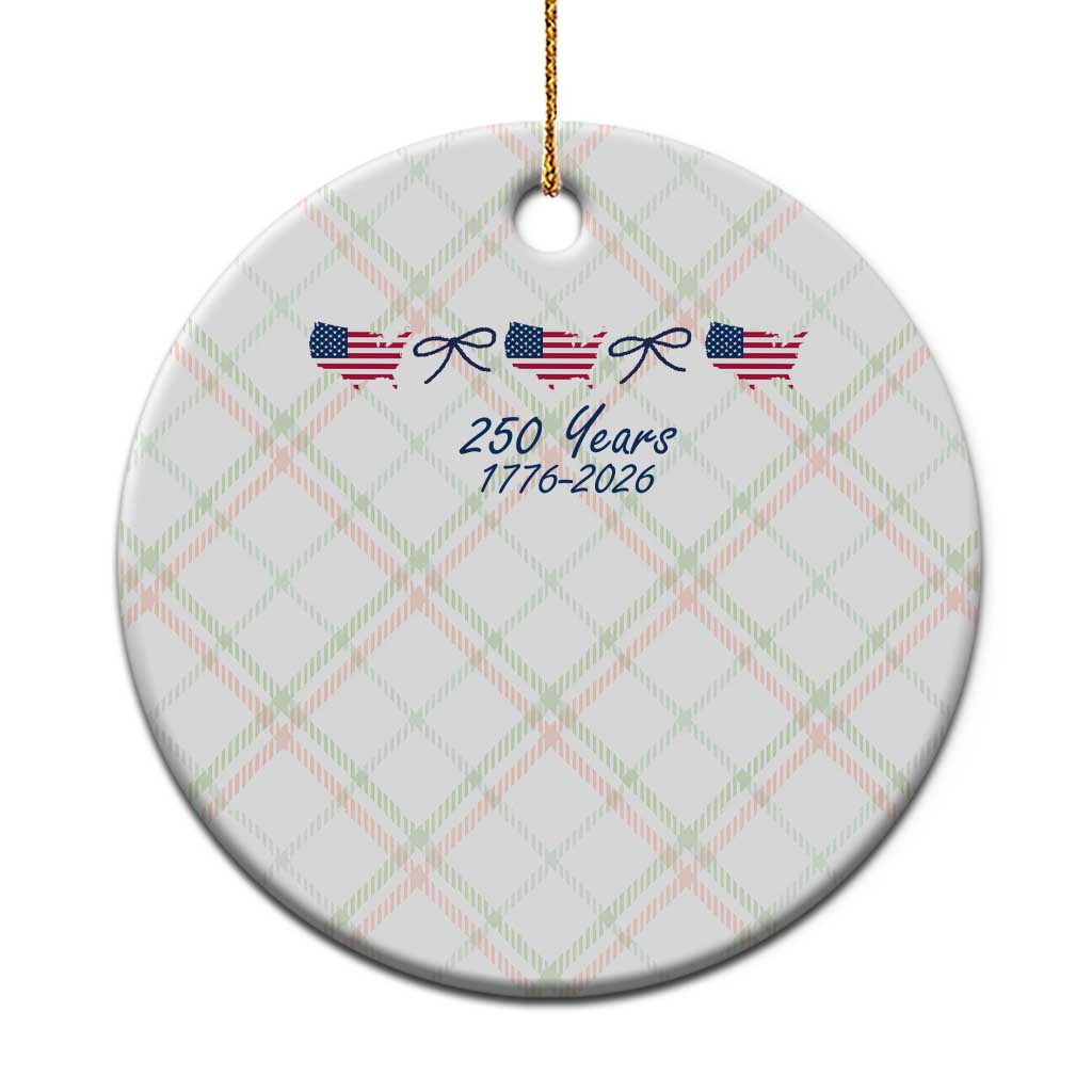 250th Anniversary USA Ceramic Ornament American Flag Dainty Bow 4th of July