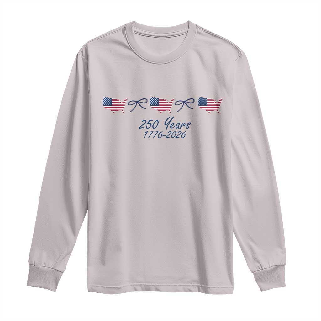 250th Anniversary USA Long Sleeve Shirt American Flag Dainty Bow 4th of July