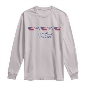 250th Anniversary USA Long Sleeve Shirt American Flag Dainty Bow 4th of July