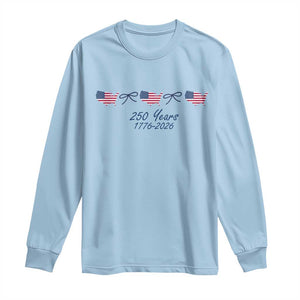 250th Anniversary USA Long Sleeve Shirt American Flag Dainty Bow 4th of July