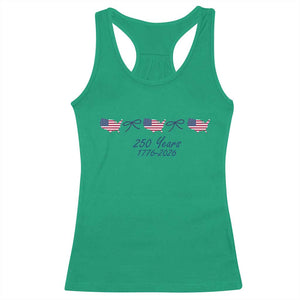 250th Anniversary USA Racerback Tank Top American Flag Dainty Bow 4th of July