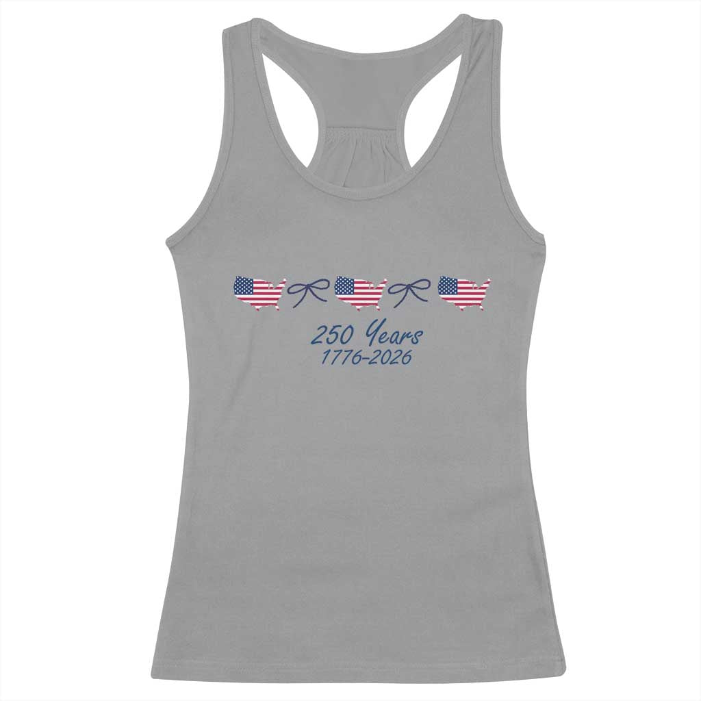 250th Anniversary USA Racerback Tank Top American Flag Dainty Bow 4th of July