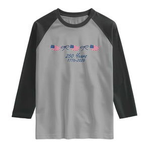 250th Anniversary USA Raglan Shirt American Flag Dainty Bow 4th of July TS10 Sport Gray Black Print Your Wear