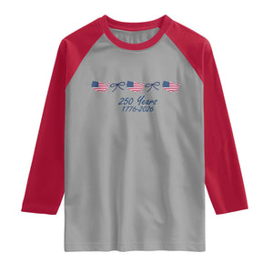 250th Anniversary USA Raglan Shirt American Flag Dainty Bow 4th of July TS10 Sport Gray Red Print Your Wear