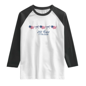 250th Anniversary USA Raglan Shirt American Flag Dainty Bow 4th of July TS10 White Black Print Your Wear