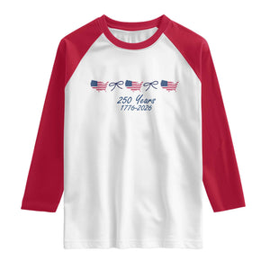 250th Anniversary USA Raglan Shirt American Flag Dainty Bow 4th of July TS10 White Red Print Your Wear
