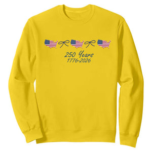 250th Anniversary USA Sweatshirt American Flag Dainty Bow 4th of July