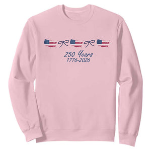 250th Anniversary USA Sweatshirt American Flag Dainty Bow 4th of July