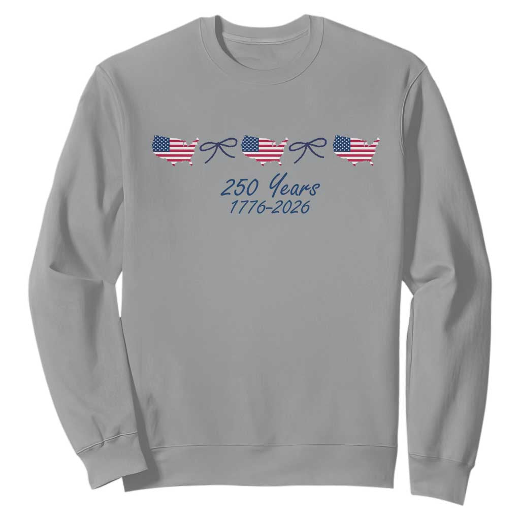 250th Anniversary USA Sweatshirt American Flag Dainty Bow 4th of July