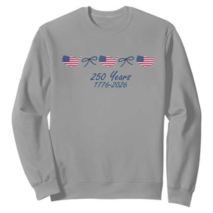 250th Anniversary USA Sweatshirt American Flag Dainty Bow 4th of July